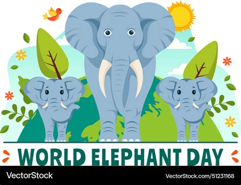 Happy World Elephant Day On 12 August Royalty Free Vector