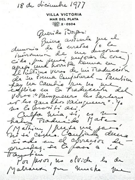 Oye Borges Carta De Victoria Ocampo A Jorge Luis Borges 18121977