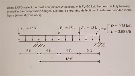 Solved Using Lrfd Select The Most Economical W Section Chegg