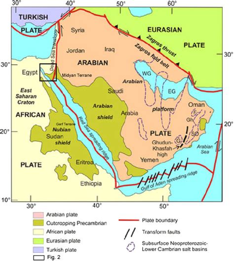 The Distribution Of The Arabian Nubian Shield Showing The Location Of