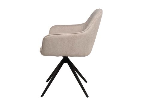 Chaise pivotante à 180º avec accoudoir tissu beige clair et pieds métal