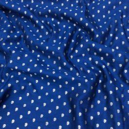 Blue Floral Motifs Pure Banarasi Brocade Silk Fabric Saroj Fabrics