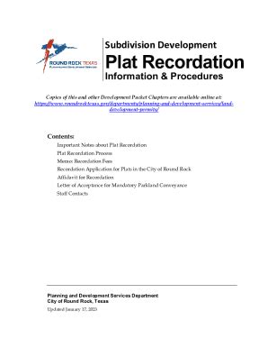 Fillable Online Subdivision Plat Application And Approval Guide Fax