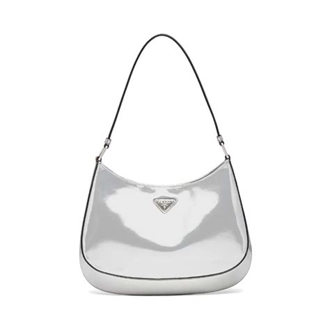 Prada Women Prada Cleo Brushed Leather Shoulder Bag Silver