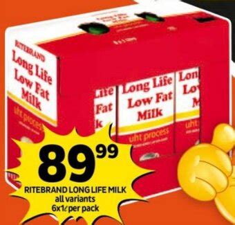 RITEBRAND LONG LIFE MILK All Variants 6x1L Per Pack Offer At Shoprite