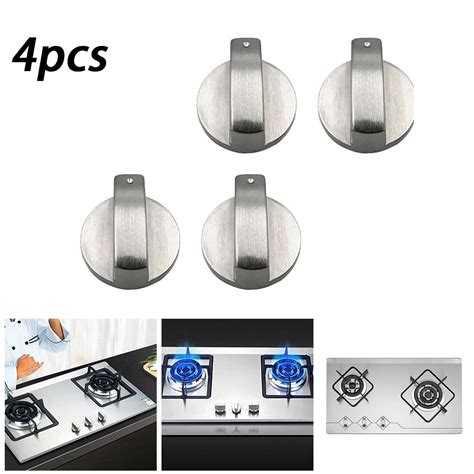 4 Pcs Universal Gas Stove Knobs Cooker Oven Hob Control Knobs Switch 8mm Silver