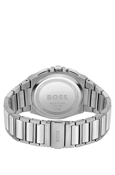 Boss Blue Dial Chronograph Watch With Link Bracelet