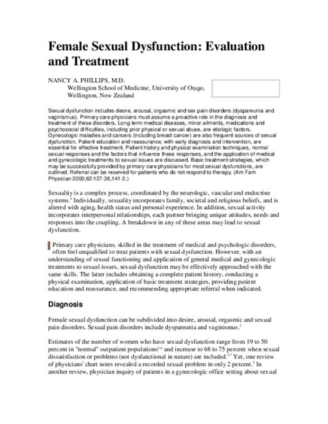 Pdf Female Sexual Dysfunction Evaluation And Treatment Bahriye