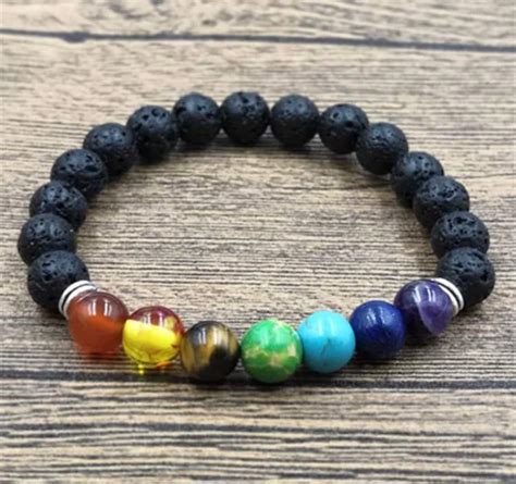 Lava Stein Armband 7 Chakra Armband Edelstein Armband Etsy