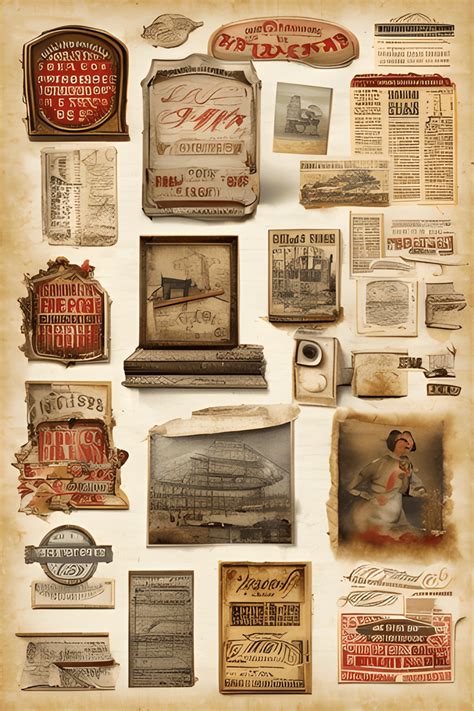 3d Vintage Ephemera Paper Americana Watercolor Hyperrealistic Intricate