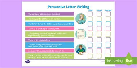 Persuasive Letter Writing Checklist Ks Primary Resources