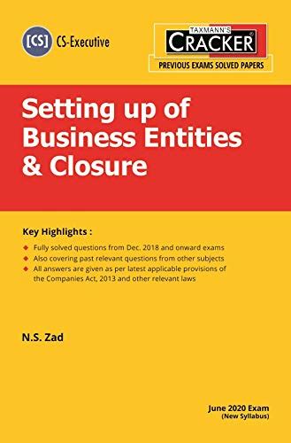 Buy Taxmann S Cracker Setting Up Of Business Entities Closure Module