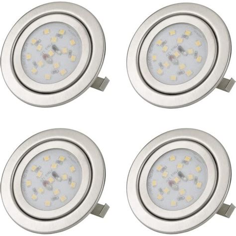 Lot De 4 Spots Encastrables Plat Led 3w 230v Pour Meuble Et