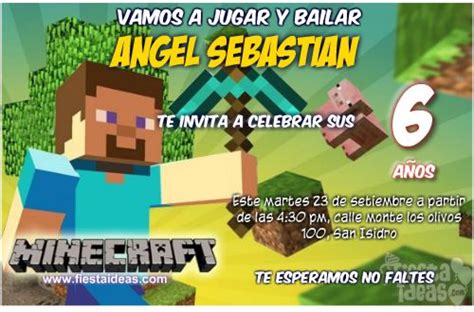 Minecraft Invitaciones De Cumpleaños Para Imprimir