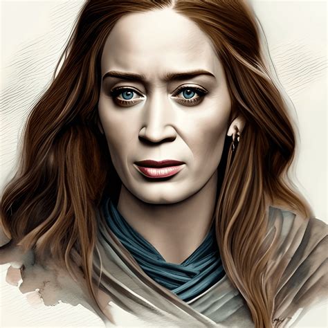 Pintura En Acuarela De Emily Blunt Creative Fabrica