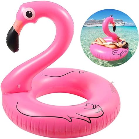 Ninonly Inflatable Pink Flamingo Rubber Ring Lounge Swimming Pool Float Outdoor Party Beach