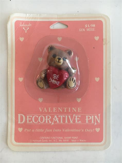 Valentine Pin Ambassador Vintage Pin Brown Bear Pin Be Mine Hallmark