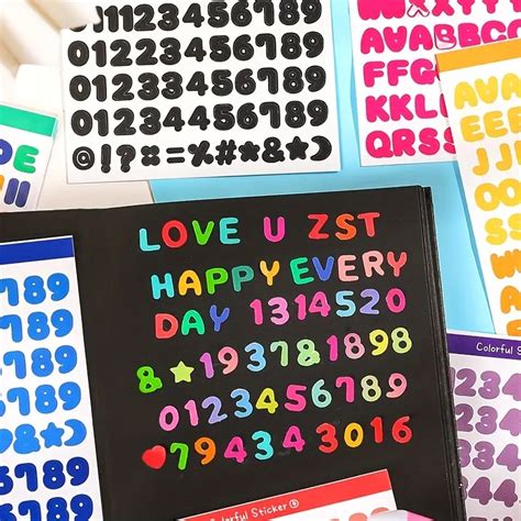 Creative Colorful Alphabet Number Stickers Student Scrapbook - Temu