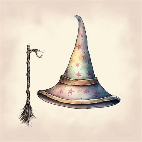 Premium Photo Watercolor Of Magical Wizard Theme On Aged Paper A