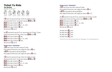 Ticket To Ride The Beatles Myuke Ca Ukulele Songs Guitar