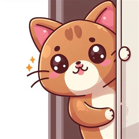 Premium Vector Funny Pussy Kitty Cat Character In Kawaii Cartoon Style