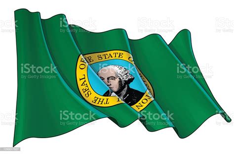 Waving Flag Of Washington State Stock Illustration Download Image Now American Culture