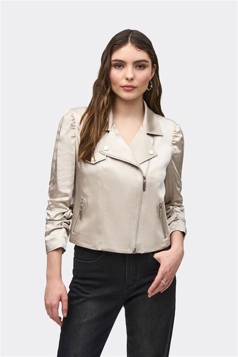 Joseph Ribkoff Satin With Zip Moto Jacket 244903 Chapman S Clothing