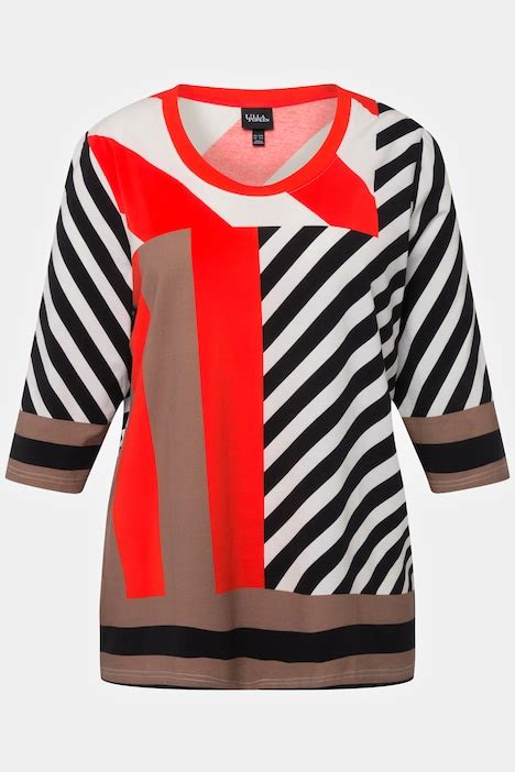 Mixed Stripe 34 Sleeve Tee T Shirts Knit Tops And Tees