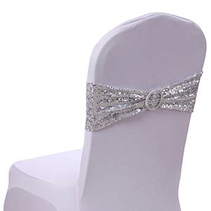 Amazon Wensinl All Sequin Silver Chair Sashes Pack Silver