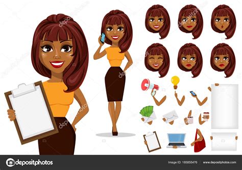 Afroamericana Mujer De Negocios Personaje De Dibujos Animados Vector