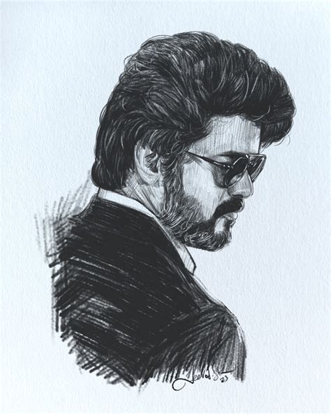 Artstation Thalapathy Vijay Pencil Sketch 2023 Naaready