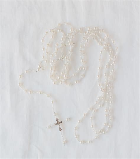 Glossy Pearl Rosary Wedding Unity Cord Lasso Yugal For Filipino Wedding