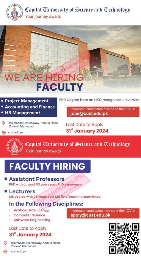 Capital University Of Science And Technology Cust Jobs 2024 Career News