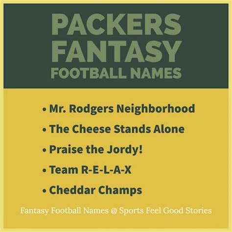 150 Green Bay Packers Fantasy Football Names 2024 Fantasy Football