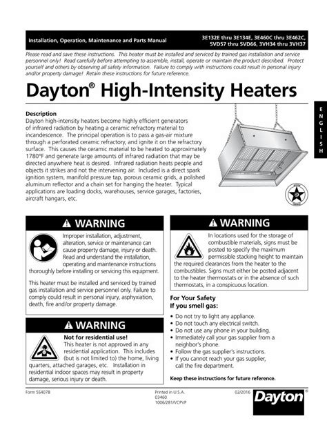 Pdf Dayton High Intensity Heaters Infrared Heating Equipment For