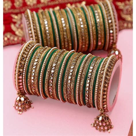 Indian Bangle Set Bridal Bangles Traditional Mirror Bangle Etsy