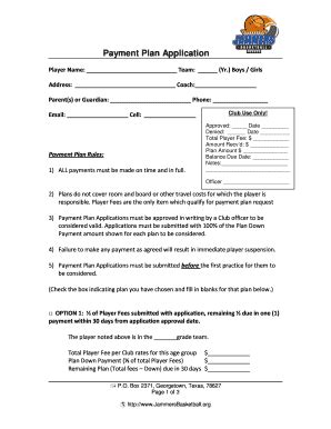 Fillable Online Payment Plan Application Assets Ngin Fax Email