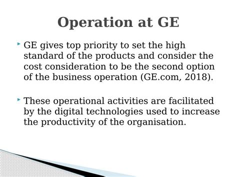 Effective Operation Management Of General Electrics