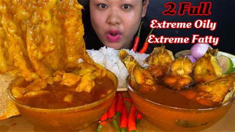 2 Full Extreme Oily Spicy Mutton Fat Curry And Spicy Oily Fatty Fish