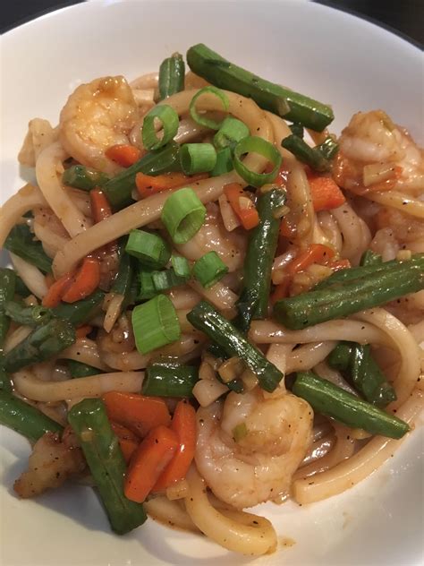 Homemade Shrimp Stir Fry With Udon Noodles R Food