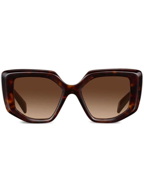 Prada Eyewear Tortoiseshell Effect Oversized Frame Sunglasses Farfetch