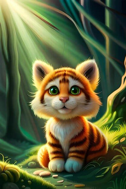 Premium Photo | A tiger cub in the forest