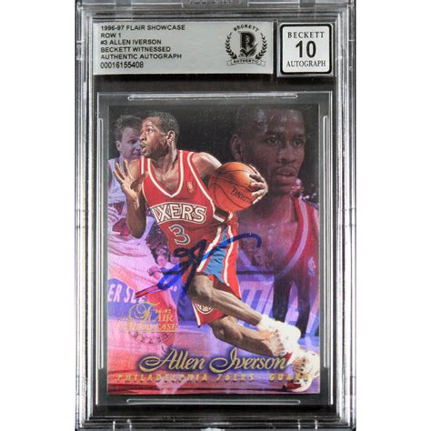 Allen Iverson Signed Flair Showcase Row Rc Bgs