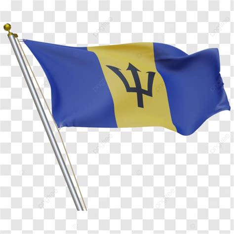 Barbados Flag Waving With Post Barbados Flag Waving With Pole