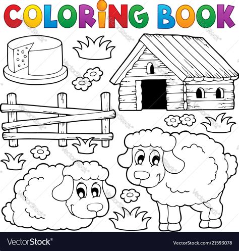 Coloring book sheep theme 1 Royalty Free Vector Image