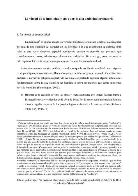 PDF La virtud de la humildad y sus aportaciones al ámbito probatorio