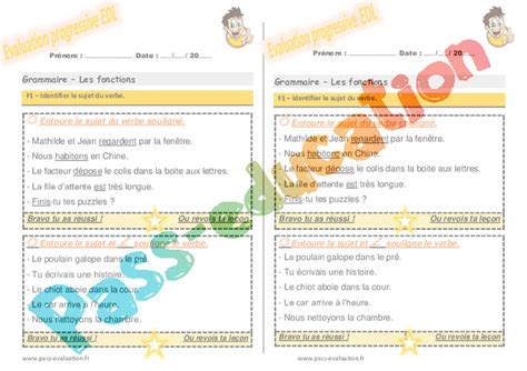Evaluation Progressive Par Comp Tences Verbe Groupe Verbal Cycle