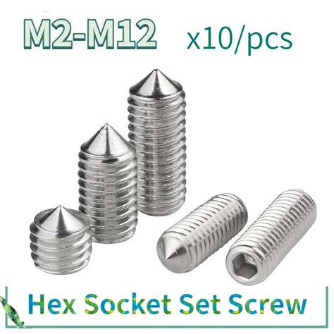 Pcs Pack Hex Hexagon Socket Set Screw Cone Point Grub Screw M M