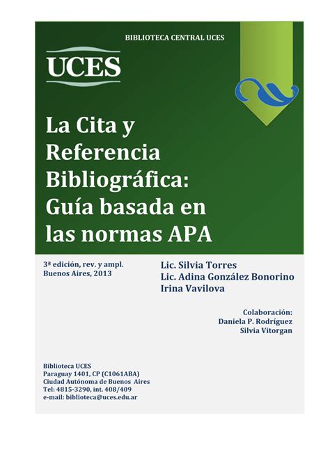 La Cita Y Referencia Bibliográfica Guía Basada En Las Normas Apa Docslib