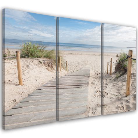 Impression Sur Toile En 3 Parties Paysage De Plage Et De Sable Wall